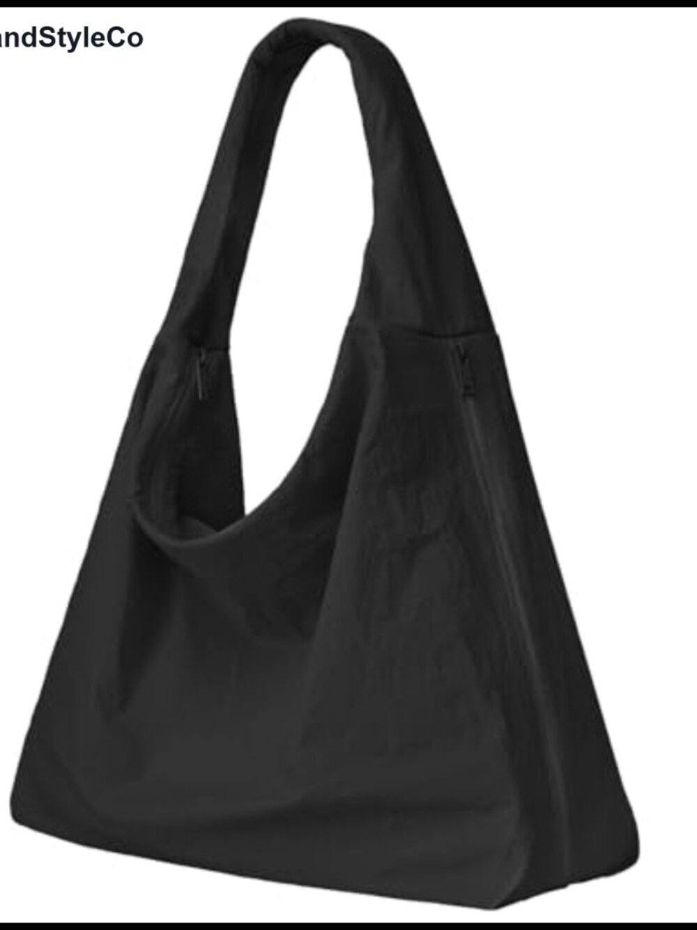 Large Nylon Hobo Shoulder Bag Slouchy Tote with Side Zip Pockets